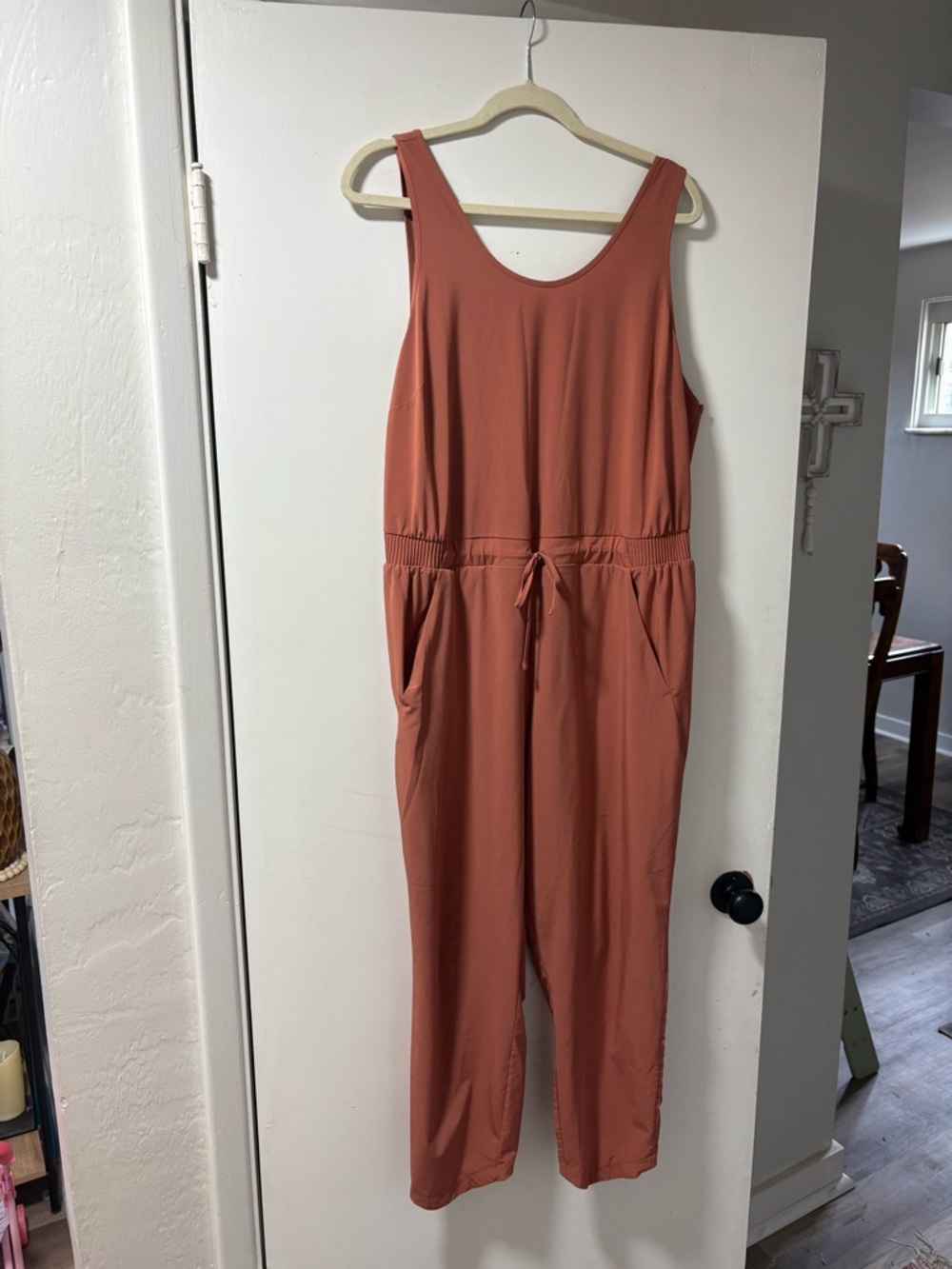 all in motion Rust Orange Sleeveless Drawstring Jumpsuit
